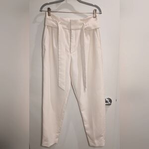 Mango trousers, size L, belted waist, cream off white color
